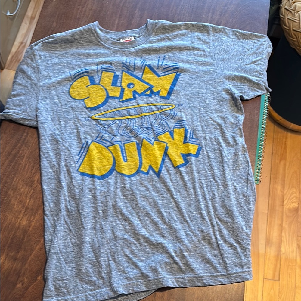 HOMAGE Gray and Yellow Short Sleeve Tee Playful Graphic